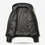 Sleek Black Genuine Leather Hooded Jacket for Women | Blackstone Jackets - Image 2