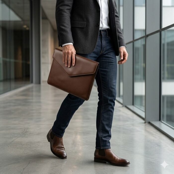 Handmade Genuine Leather Laptop Sleeves Men's Business Portfolio | Blackstone Jackets - Image 5