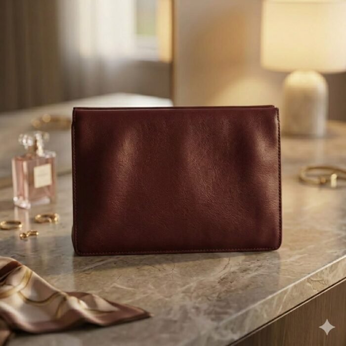 Luxury Burgundy Genuine Leather Clutch Bag Women's Evening Accessory | Blackstone Jackets - Image 4