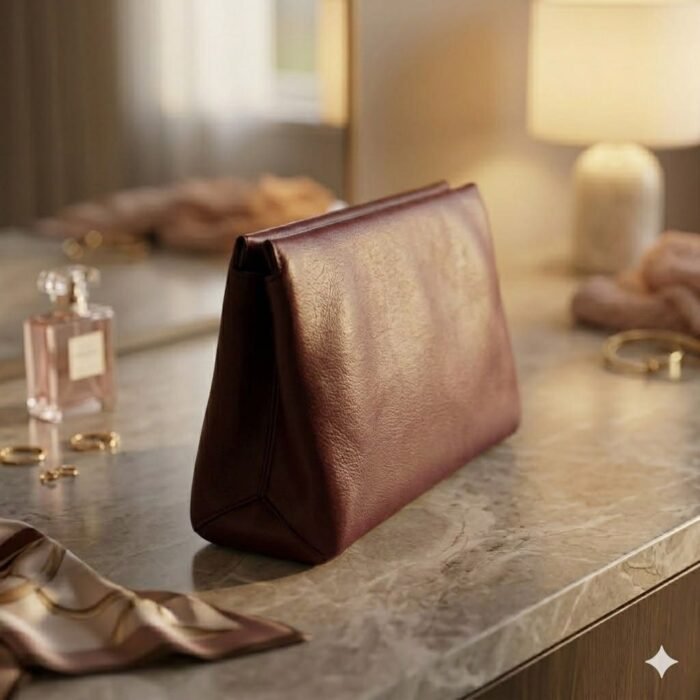 Luxury Burgundy Genuine Leather Clutch Bag Women's Evening Accessory | Blackstone Jackets - Image 3