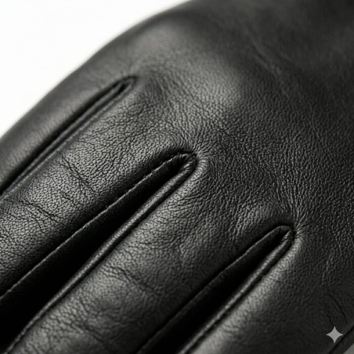 Handcrafted Black Genuine Leather Gloves Winter Accessory | Blackstone Jackets - Image 2