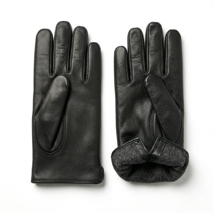 Handcrafted Black Genuine Leather Gloves Winter Accessory | Blackstone Jackets - Image 5