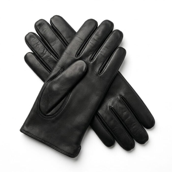 Handcrafted Black Genuine Leather Gloves Winter Accessory | Blackstone Jackets - Image 1