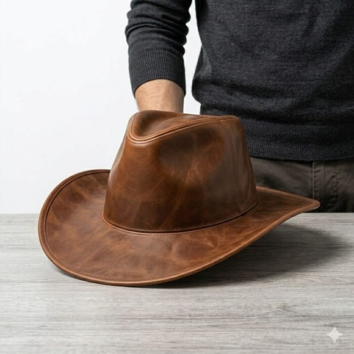 Handmade Refined Leather Hat Men's Fashion Accessory | Blackstone Jackets - Image 2