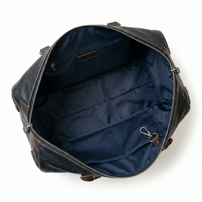 Premium Black Textured Leather Gym Bag | Blackstone Jackets - Image 7