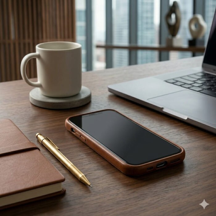 Handmade Brown Genuine Leather Phone Case Smartphone Protective Cover | Blackstone Jackets - Image 4