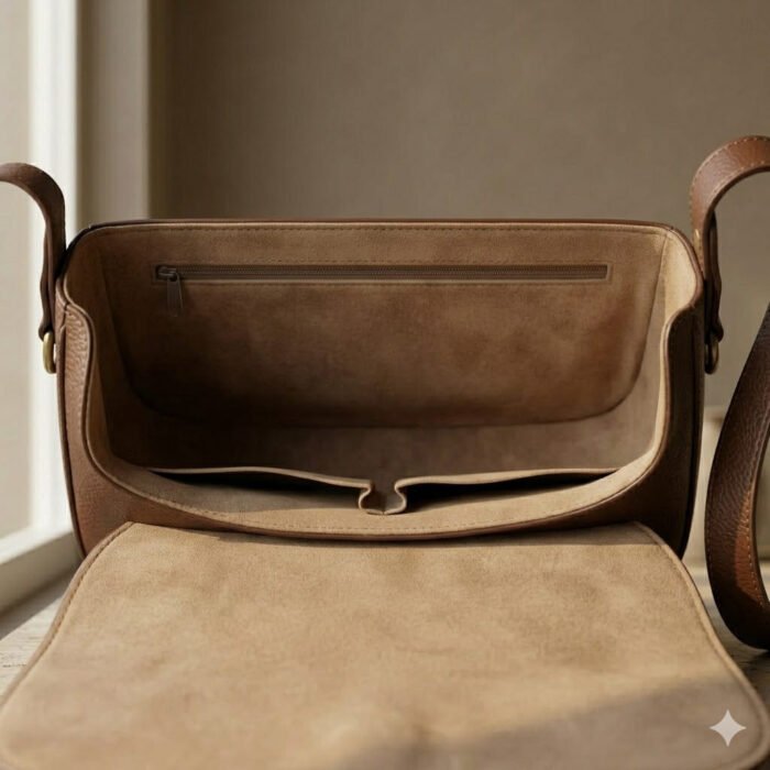 Handcrafted Brown Genuine Leather Shoulder Bag | Blackstone Jackets - Image 4