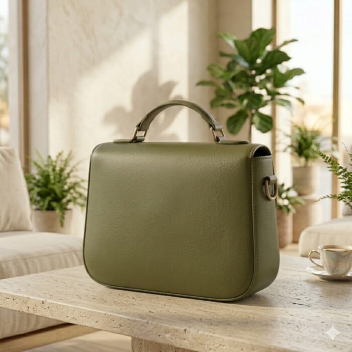 Handcrafted Olive Green Genuine Leather Satchel | Blackstone Jackets - Image 2