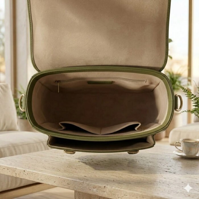 Handcrafted Olive Green Genuine Leather Satchel | Blackstone Jackets - Image 4