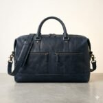 Premium Blue Genuine Leather Weekender Bag | Blackstone Jackets - Image 2