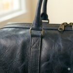 Premium Blue Genuine Leather Weekender Bag | Blackstone Jackets - Image 3