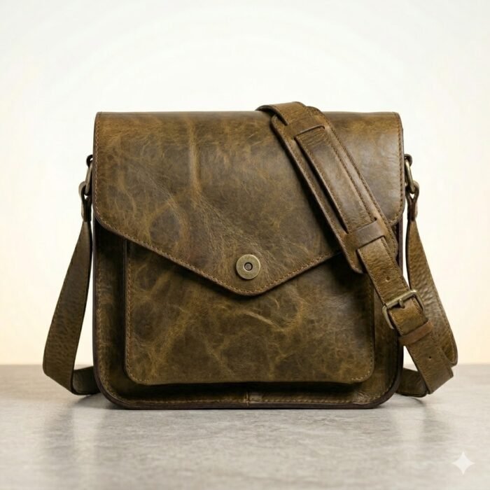 Premium Brown Genuine Leather Messenger Bag | Blackstone Jackets - Image 2