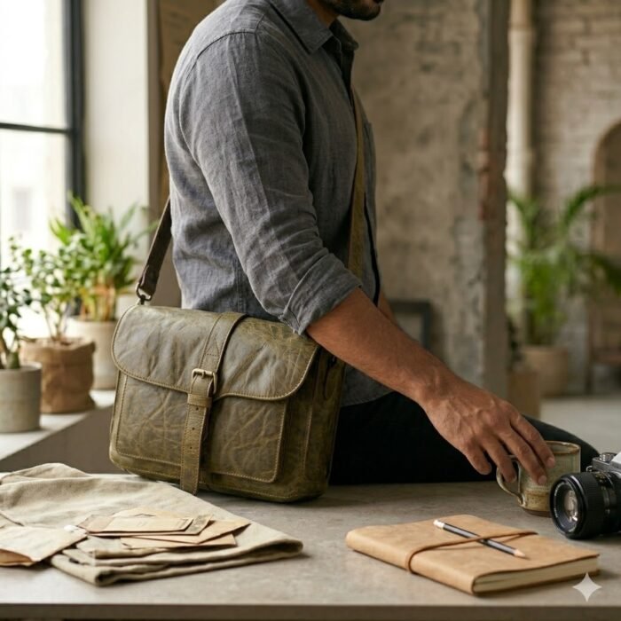 Premium Brown Genuine Leather Messenger Bag | Blackstone Jackets - Image 7