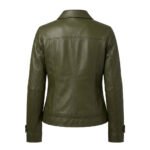 Structured Utility Olive Green Leather Military Jacket for Women | Blackstone Jackets - Image 3