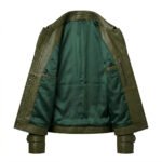 Structured Utility Olive Green Leather Military Jacket for Women | Blackstone Jackets - Image 2