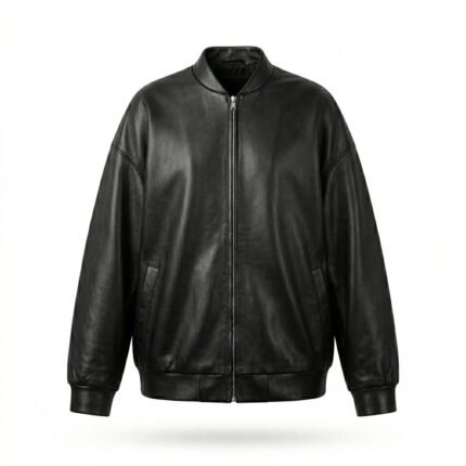 Ultimate Streetwear Relaxed Fit Black Leather Oversized Jacket for Women | Blackstone Jackets