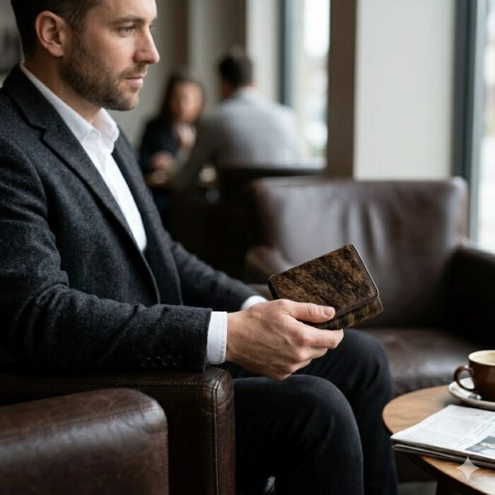 Luxury Brown Pony Hair Leather Wallet | Blackstone Jackets - Image 2
