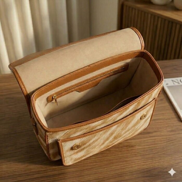 Handmade Genuine Leather Pony Hair On Bag Women's Accessory | Blackstone Jackets - Image 2