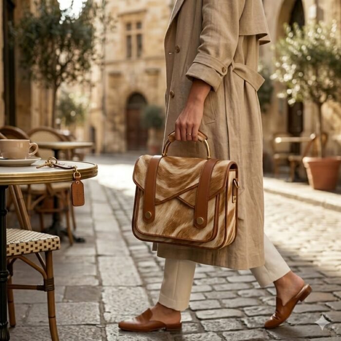 Handmade Genuine Leather Pony Hair On Bag Women's Accessory | Blackstone Jackets - Image 5