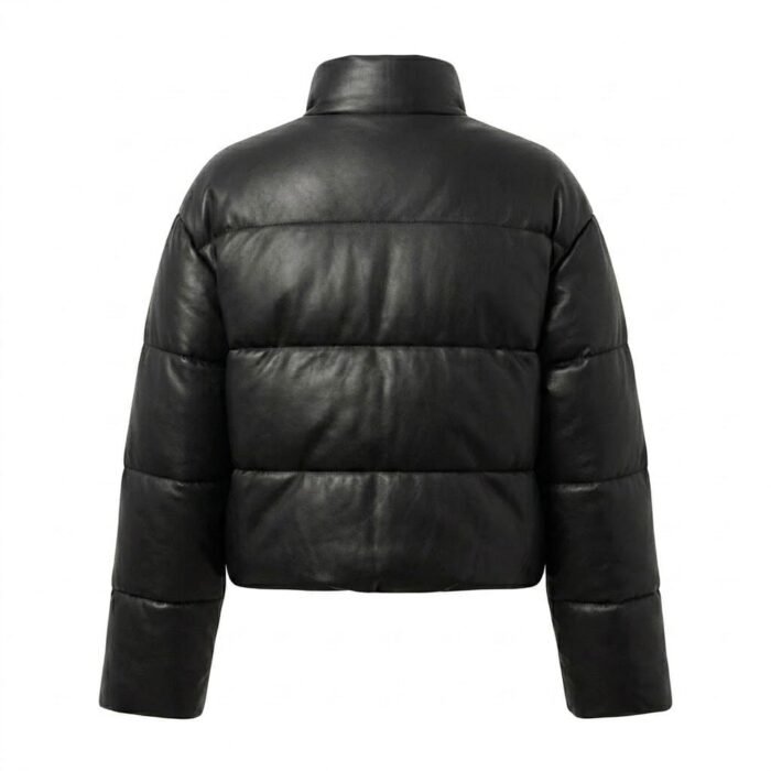 Winter Comfort Black Genuine Leather Puffer Jacket for Women | Blackstone Jackets - Image 2