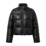 Winter Comfort Black Genuine Leather Puffer Jacket for Women | Blackstone Jackets