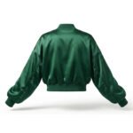 Premium Green Silk Satin Jacket For Women Bomber Style | Blackstone Jackets - Image 2