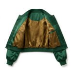 Premium Green Silk Satin Jacket For Women Bomber Style | Blackstone Jackets - Image 3