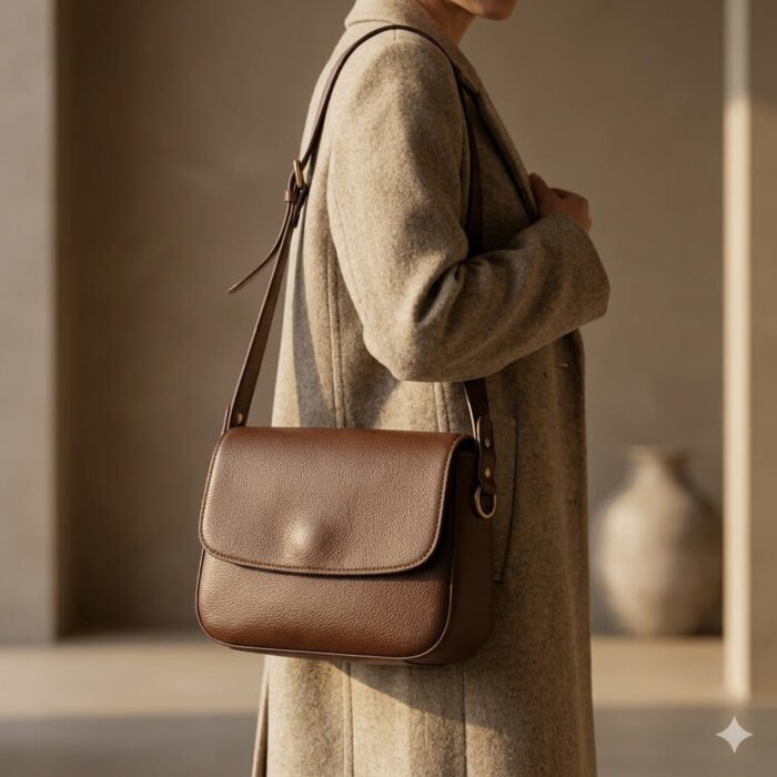 Handcrafted Brown Genuine Leather Shoulder Bag | Blackstone Jackets - Image 2