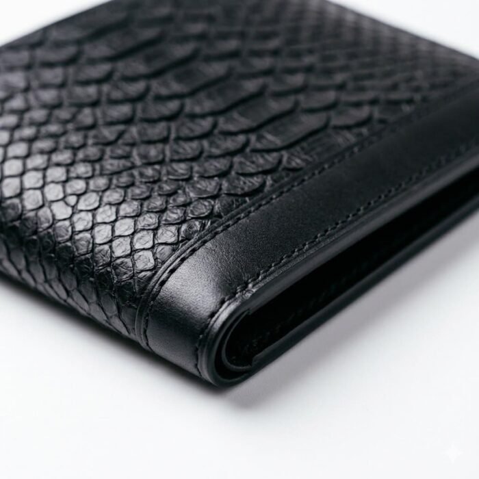 Luxury Black Snake Embossed Leather Wallet | Blackstone Jackets - Image 2