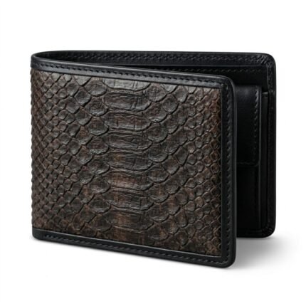 Luxury Black Snake Embossed Leather Wallet | Blackstone Jackets