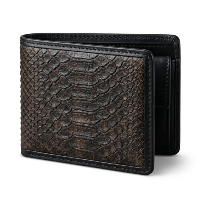 Luxury Black Snake Embossed Leather Wallet | Blackstone Jackets - Image 1