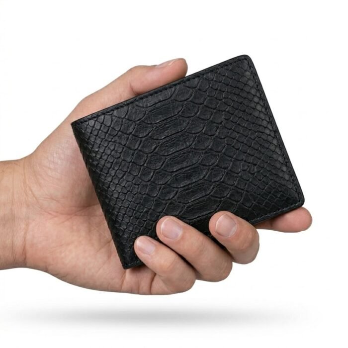 Luxury Black Snake Embossed Leather Wallet | Blackstone Jackets - Image 3