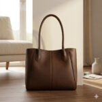 Premium Brown Genuine Leather Tote Bag Women's Everyday Carry | Blackstone Jackets - Image 3