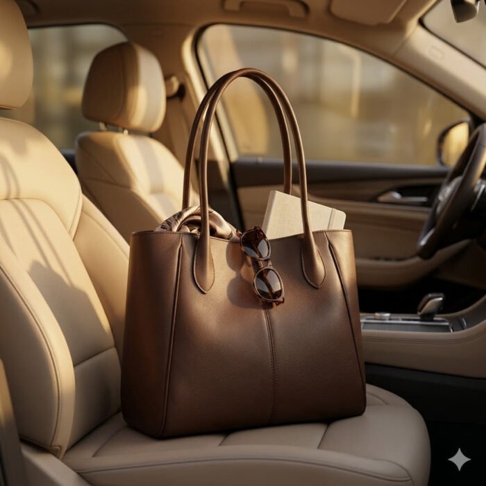 Premium Brown Genuine Leather Tote Bag Women's Everyday Carry | Blackstone Jackets - Image 7
