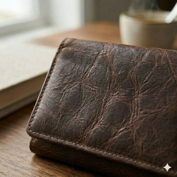 Premium Brown Distressed Genuine Leather Trifold Wallet | Blackstone Jackets - Image 2