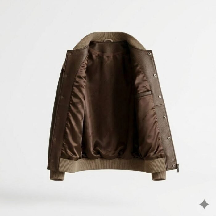 Premium Beige Cream Genuine Leather Women's Varsity Jacket | Blackstone Jackets - Image 2