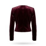 Iconic Luxury Burgundy Bomber Velvet Jacket for Women | Blackstone Jackets - Image 3