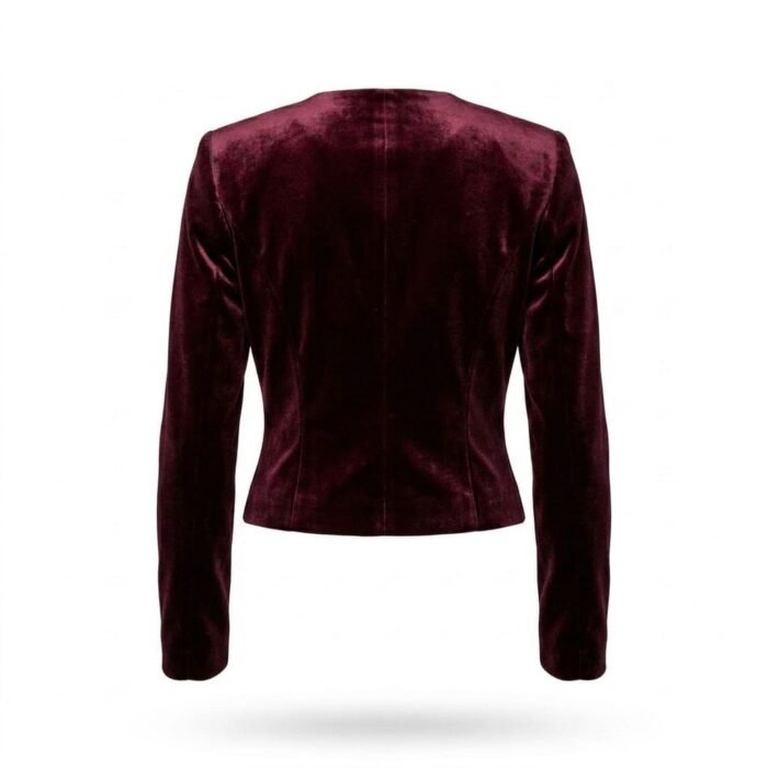 Iconic Luxury Burgundy Bomber Velvet Jacket for Women | Blackstone Jackets - Image 3