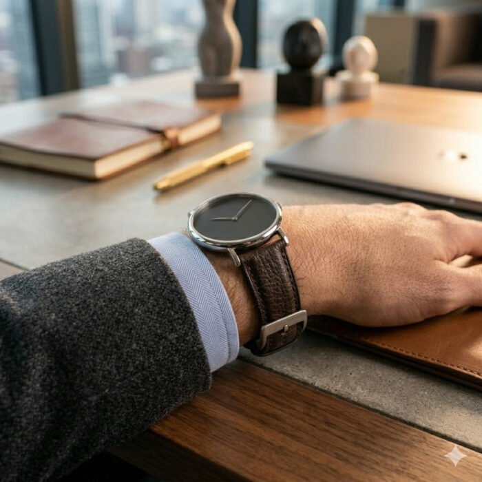 Handcrafted Brown Genuine Leather Watch Strap Essential Accessory | Blackstone Jackets - Image 3