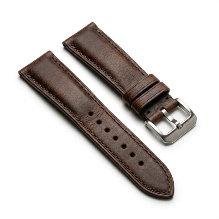 Handcrafted Brown Genuine Leather Watch Strap Essential Accessory | Blackstone Jackets - Image 1