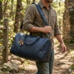 Premium Blue Genuine Leather Weekender Bag | Blackstone Jackets - Image 6