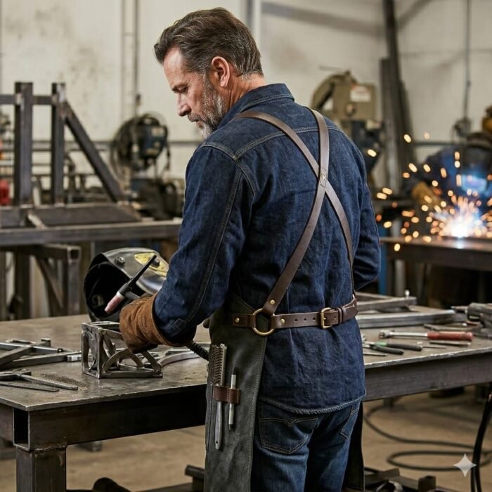 Luxury Handcrafted Genuine Leather Welding Apron Men's Workwear | Blackstone Jackets - Image 4