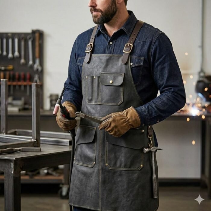 Luxury Handcrafted Genuine Leather Welding Apron Men's Workwear | Blackstone Jackets - Image 3