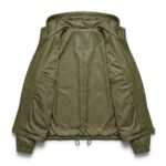 Handmade Olive Green Genuine Leather Hooded Windbreaker for Women | Blackstone Jackets - Image 2