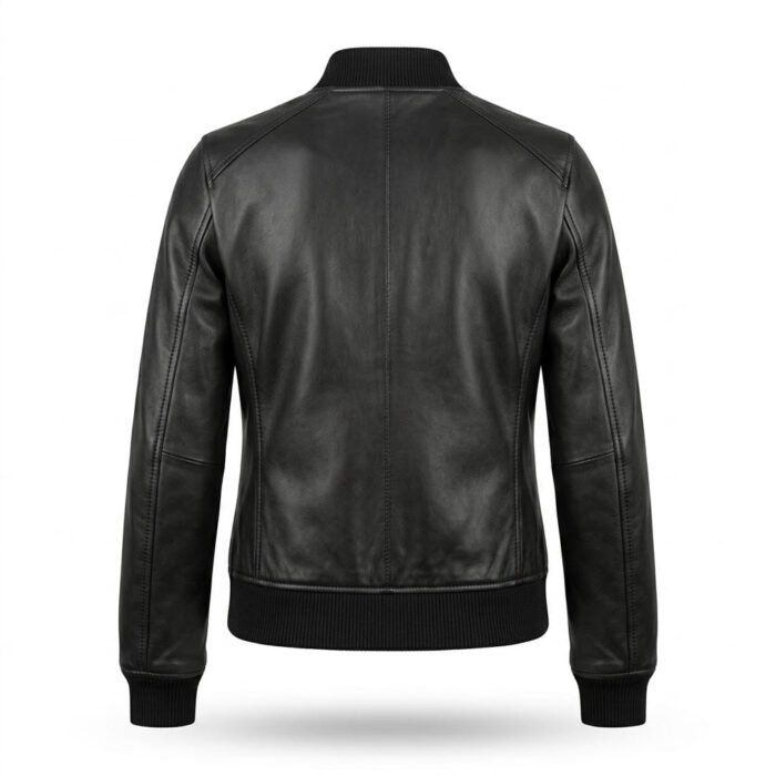 Premium Black Genuine Leather Women's Bomber Jacket | Blackstone Jackets - Image 3