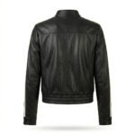 Sleek Athletic Black Leather Track Jacket for Women with White Stripe | Blackstone Jackets - Image 3