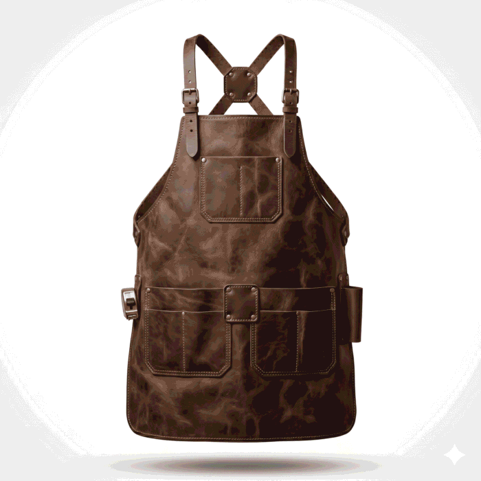 Luxury Brown Genuine Leather Woodworker Apron Men's Workwear | Blackstone Jackets - Image 1