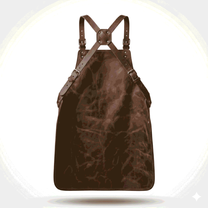 Luxury Brown Genuine Leather Woodworker Apron Men's Workwear | Blackstone Jackets - Image 2