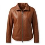 Timeless Cognac Brown Genuine Leather Zip Up Jacket for Women | Blackstone Jackets