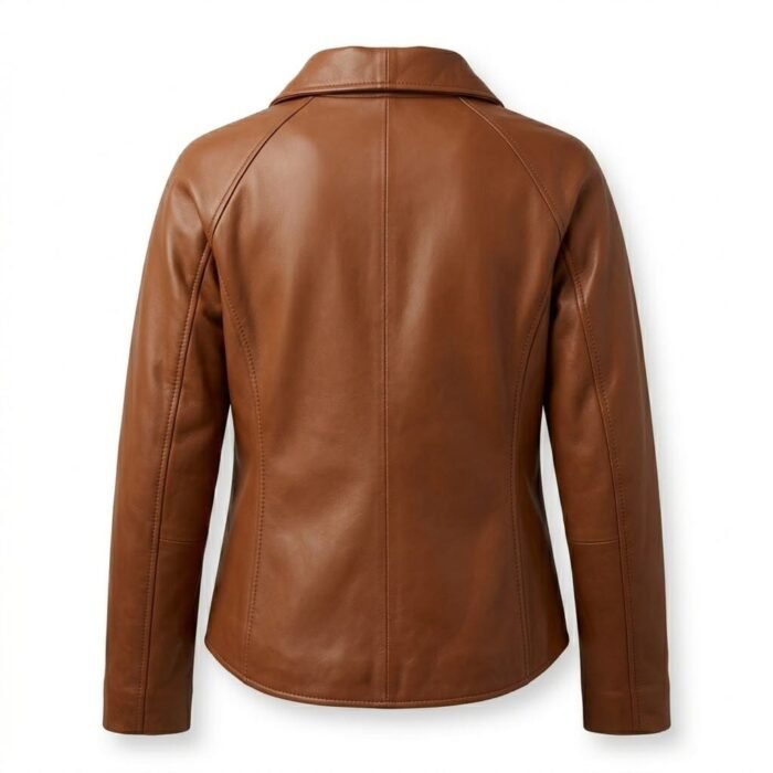 Timeless Cognac Brown Genuine Leather Zip Up Jacket for Women | Blackstone Jackets - Image 3